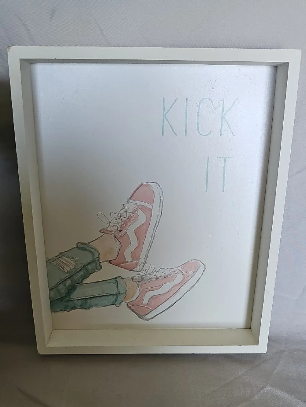 Hobby Lobby Kids Pink and Aqua 'Kick It' Wall Art